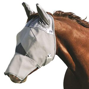 cashel crusader horse fly mask with long nose and ears, grey, horse
