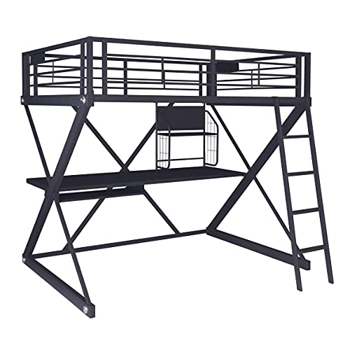 Powell Furniture Z-Bedroom Metal Black Powder Coated Full Size Loft Study Computer Desk by Powell Bunk Bed