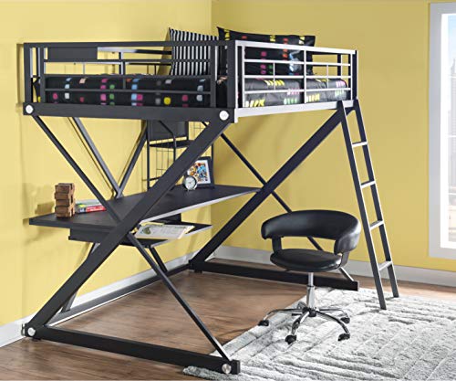 Powell Furniture Z-Bedroom Metal Black Powder Coated Full Size Loft Study Computer Desk by Powell Bunk Bed