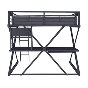 Powell Furniture Z-Bedroom Metal Black Powder Coated Full Size Loft Study Computer Desk by Powell Bunk Bed