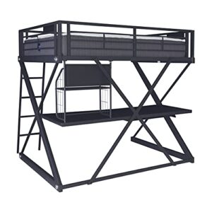 Powell Furniture Z-Bedroom Metal Black Powder Coated Full Size Loft Study Computer Desk by Powell Bunk Bed