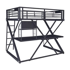 Powell Furniture Z-Bedroom Metal Black Powder Coated Full Size Loft Study Computer Desk by Powell Bunk Bed