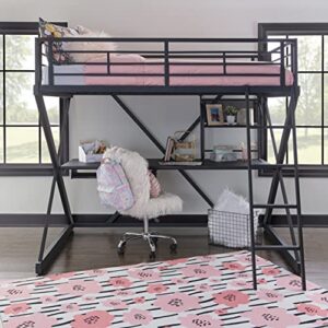 Powell Furniture Z-Bedroom Metal Black Powder Coated Full Size Loft Study Computer Desk by Powell Bunk Bed