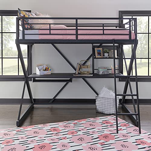 Powell Furniture Z-Bedroom Metal Black Powder Coated Full Size Loft Study Computer Desk by Powell Bunk Bed