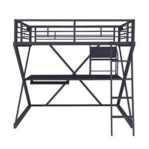 Powell Furniture Z-Bedroom Metal Black Powder Coated Full Size Loft Study Computer Desk by Powell Bunk Bed