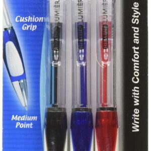 BAZIC Lumiere Asst. Color Retractable Oil-Gel Ink Pen w/ Grip (3/Pack) (1778)