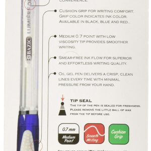 BAZIC Lumiere Asst. Color Retractable Oil-Gel Ink Pen w/ Grip (3/Pack) (1778)