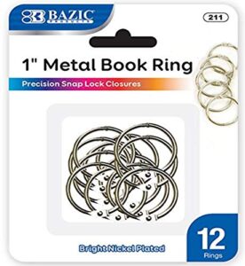 bazic 1" metal book rings (12/pack), 1-pack