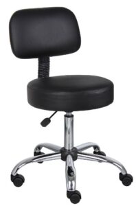 boss office products be well medical spa stool with back in vinyl, black