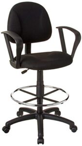 boss office products ergonomic works drafting chair with loop arms in black