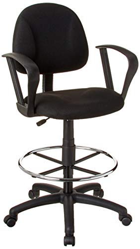 Boss Office Products Ergonomic Works Drafting Chair with Loop Arms in Black