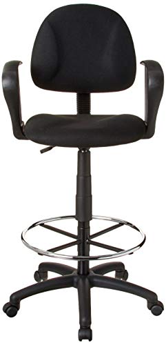 Boss Office Products Ergonomic Works Drafting Chair with Loop Arms in Black