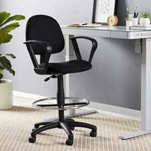 Boss Office Products Ergonomic Works Drafting Chair with Loop Arms in Black