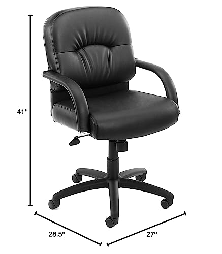 Boss Office Products Mid Back Caressoft Chair in Black