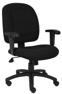 boss office products fabric task chair with adjustable arms in black