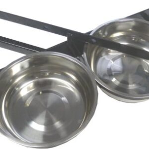 Lucky Dog Stainless Steel Double Rotating Food & Water Pet Bowls (21in. x 8in. X 5in.)