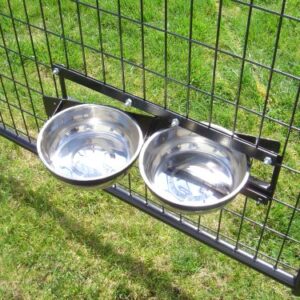 Lucky Dog Stainless Steel Double Rotating Food & Water Pet Bowls (21in. x 8in. X 5in.)