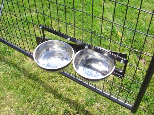 Lucky Dog Stainless Steel Double Rotating Food & Water Pet Bowls (21in. x 8in. X 5in.)