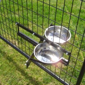 Lucky Dog Stainless Steel Double Rotating Food & Water Pet Bowls (21in. x 8in. X 5in.)