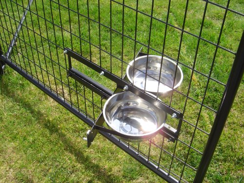 Lucky Dog Stainless Steel Double Rotating Food & Water Pet Bowls (21in. x 8in. X 5in.)