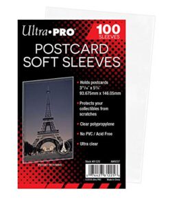 ultra pro postcard soft sleeves ultra clear | holds 3-11/16" x 5-3/4" postcards | 100-count