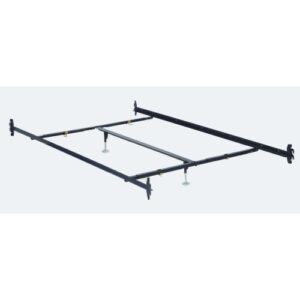 hook-in 82" california king bed rails with 2 leg center support, cross arms, and adjustable glides by hollywood bed frame
