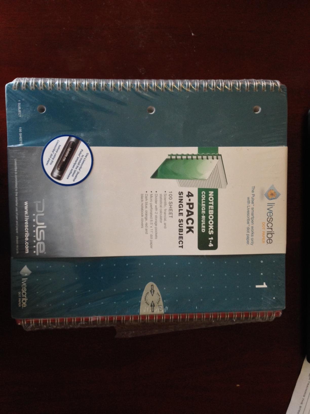 Livescribe 8.5 x 11 Single Subject Notebook #1-4 (4-pack)