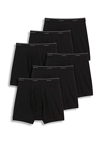 Jockey Men's Underwear Classic 5" Boxer Brief - 6 Pack, Black, XL