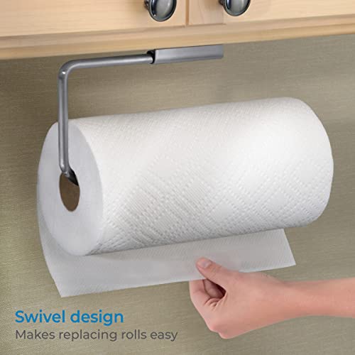 iDesign Forma Wall Mounted Metal Paper Towel Holder, Swiveling Roll Organizer for Kitchen, Bathroom, Craft Room, 12" x .75" x 4.5", Chrome