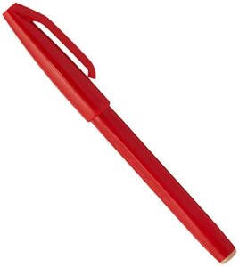 pentel sign pen stick porous point pen, fine point, red barrel, red ink 12-count (s520-b)