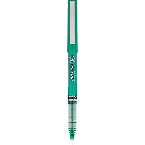 PILOT Precise V5 Stick Rolling Ball Pens, Extra Fine Point, Green Ink, Dozen Box (25104)