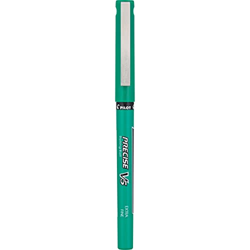 PILOT Precise V5 Stick Rolling Ball Pens, Extra Fine Point, Green Ink, Dozen Box (25104)