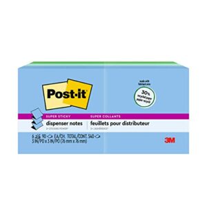 Post-it Super Sticky Pop-up Notes, 3x3 in, 6 Pads, 2x the Sticking Power, Poptimistic, Bright Colors, Recyclable (R330-6SST)