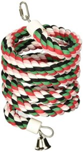 a&e cage company hb553 happy beaks cotton rope boing with bell bird toy, 1 by 96", multicolor