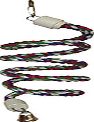 A&E Cage Company HB551 Happy Beaks Cotton Rope Boing with Bell Bird Toy, 5 by 52", Multicolor