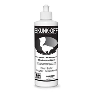skunk off pet odor eliminator soaker bottle - ready to use skunk odor remover for dogs, cats, home, car, clothes & more – skunk odor eliminator pet cleaner w/non-enzymatic formula, safe for pets, 8oz