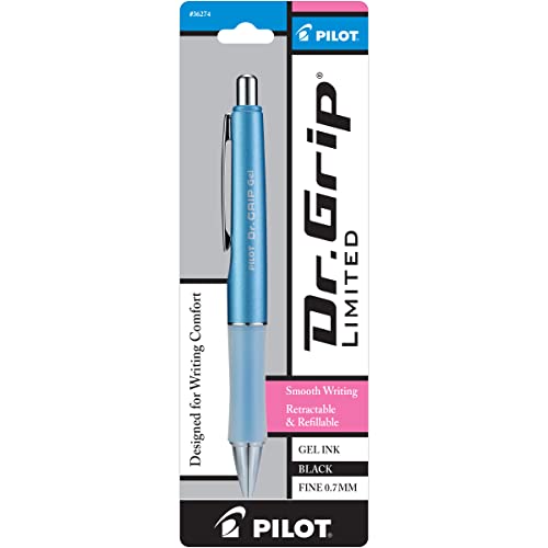 PILOT Dr. Grip Limited Refillable & Retractable Gel Ink Rolling Ball Pen, Fine Point, Assorted Barrel, Black Ink, Single Pen (36274)