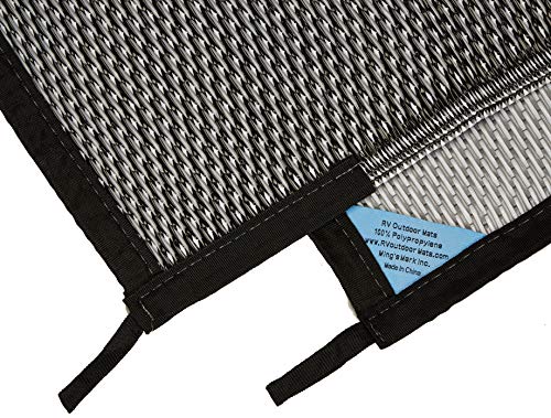 Stylish Camping GA1 Reversible Graphic Patio Mat-8' x 12', Black/Silver