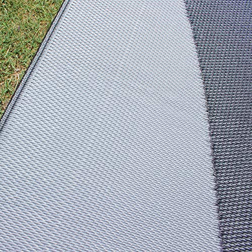 Stylish Camping GA1 Reversible Graphic Patio Mat-8' x 12', Black/Silver