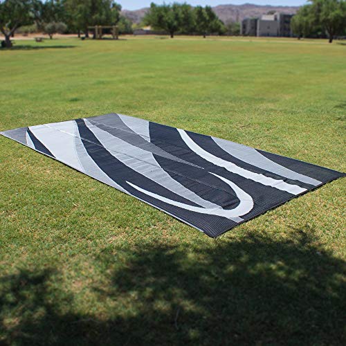 Stylish Camping GA1 Reversible Graphic Patio Mat-8' x 12', Black/Silver