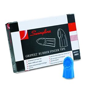 swingline gripeez rubber finger tips, size 11 1/2, medium, blue, 12/box (54019), model: swi54019