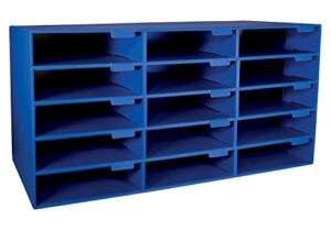 pacon® 70% recycled mailbox storage unit, 15 slots, blue