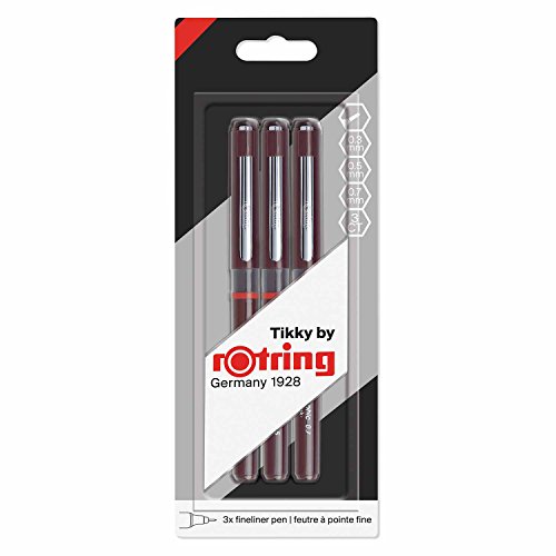 Rotring Tikky Graphic Fineliner Pens, 0.7mm & 0.5mm & 0.3mm, Black Ink, 3 Count