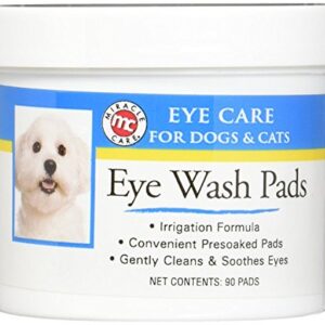 Miracle Care Eye Wash Pads For Dogs And Cats Made In USA, Soft Pet Wipes For Gently Cleaning Eyes, Sterile Cat and Dog Wipes Formulated To Remove Eye Debris, 90 Count