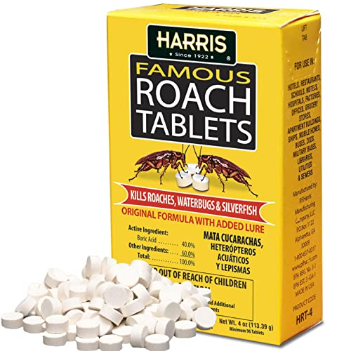 Harris Roach Tablets, Boric Acid Roach Killer with Lure for Insects (4oz, 96 Tablets)