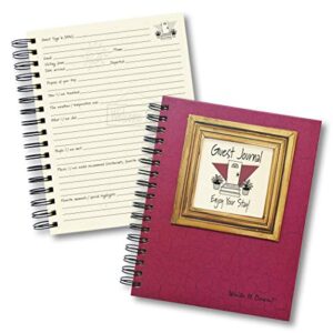 Journals Unlimited "Write it Down!" Series Guided Journal, Guest Journal, Enjoy Your Stay!, with a Cranberry Hard Cover, Made of Recycled Materials, 7.5"x 9"