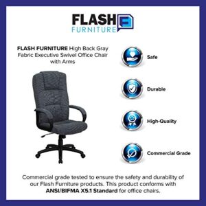 Flash Furniture Rochelle High Back Gray Fabric Executive Swivel Office Chair with Arms