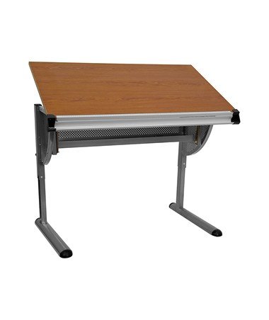 Flash Furniture Berkley Adjustable Drawing and Drafting Table with Pewter Frame