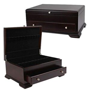 Wallace Dark Walnut Single Drawer Footed Flatware Storage Chest