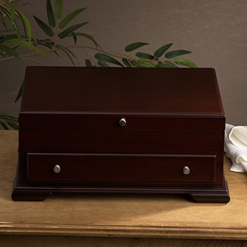 Wallace Dark Walnut Single Drawer Footed Flatware Storage Chest